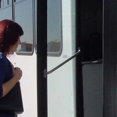 passenger outside bus